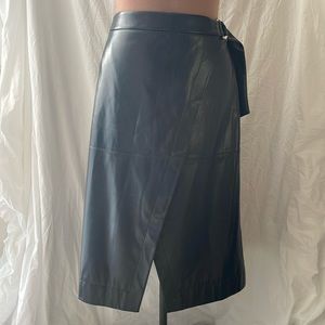 Ted Baker Navy Blue Faux Leather Wrap Skirt size 5 (US Size 12)